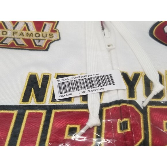 Supreme Football Zip Up Hooded Sweatshirt (FW25) White Red Size Large BRAND NEW - Picture 3 of 3